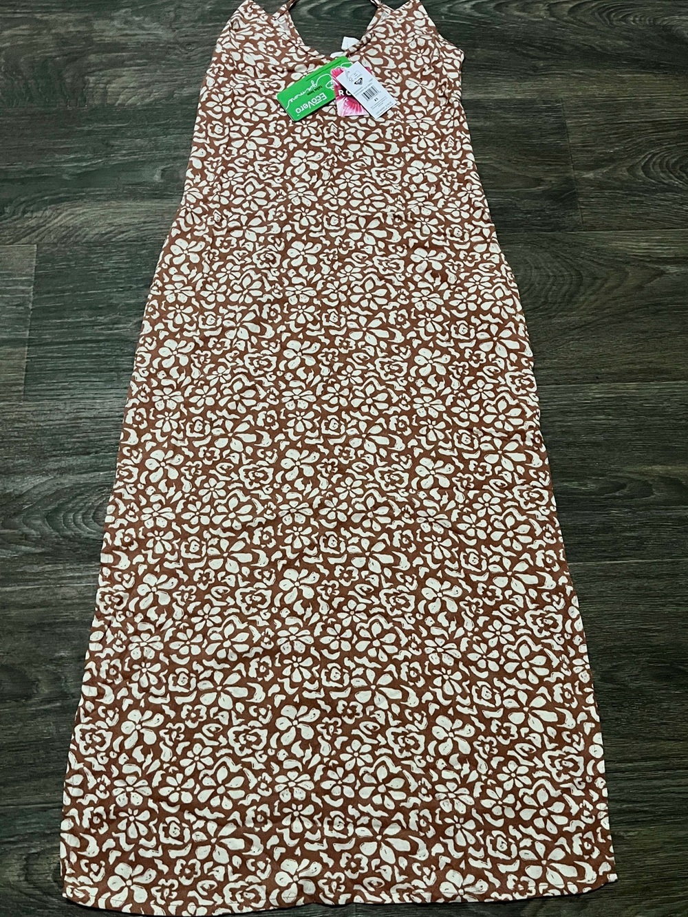 Roxy Brown and White Floral Maxi Skirt